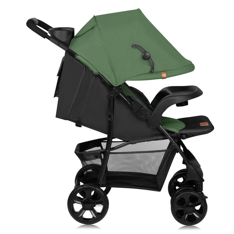 Carucior sport Lionelo Emma Plus Green Emerald – vedere laterala cu capotina