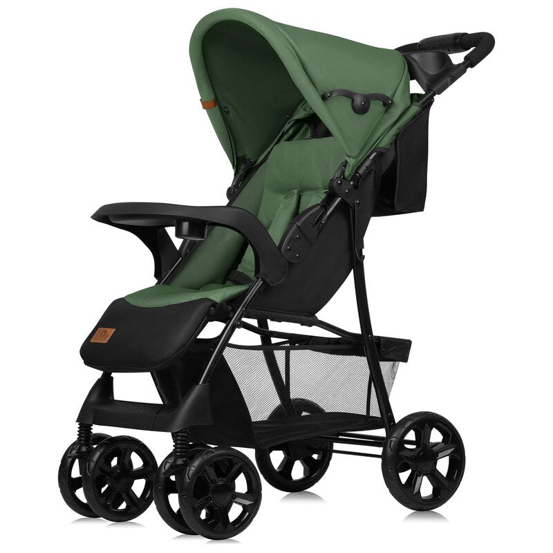Carucior sport Lionelo Emma Plus Green Emerald – vedere din fata si lateral