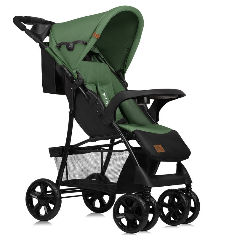 Carucior sport, Lionelo, Emma Plus, Cu tavita, 2 Suporturi pentru pahar, Geanta accesorii, Conform cu standardul european de securitate EN1888-1, Verde