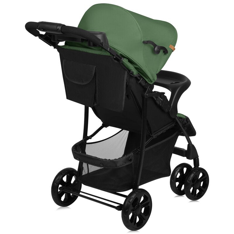 Carucior sport, Lionelo, Emma Plus, Cu tavita, 2 Suporturi pentru pahar, Geanta accesorii, Conform cu standardul european de securitate EN1888-1, Verde