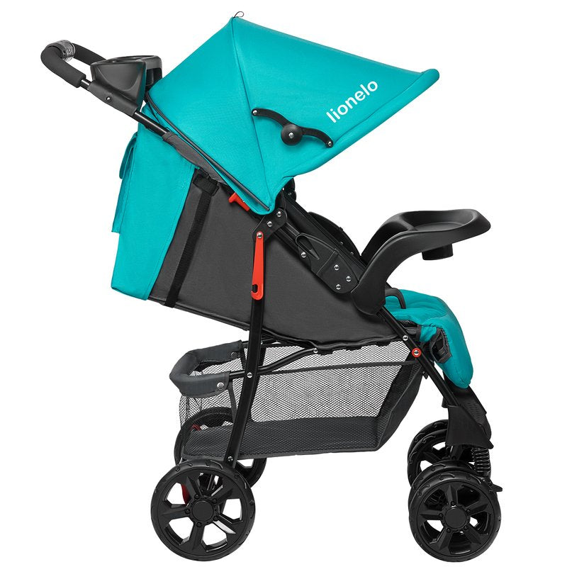 Carucior sport, Lionelo, Emma Plus, Cu tavita, 2 Suporturi pentru pahar, Geanta accesorii, Conform cu standardul european de securitate EN1888-1, Vivid Turquoise