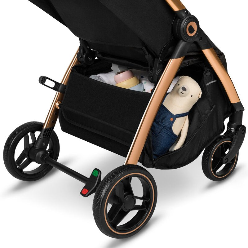 Carucior sport, Lionelo, Ingrid, Capotina impermeabila cu filtru UPF50+, Pana la 22 Kg, Spatar reglabil in 3 pozitii, Include suport pahar si plasa de tantari, Sistem pentru pliere automata, 6 luni+, Negru