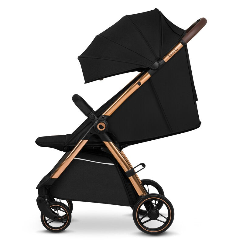 Carucior sport, Lionelo, Ingrid, Capotina impermeabila cu filtru UPF50+, Pana la 22 Kg, Spatar reglabil in 3 pozitii, Include suport pahar si plasa de tantari, Sistem pentru pliere automata, 6 luni+, Negru