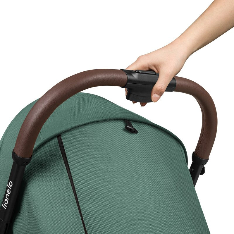 Carucior sport, Lionelo, Ingrid, Capotina impermeabila cu filtru UPF50+, Pana la 22 Kg, Spatar reglabil in 3 pozitii, Include suport pahar si plasa de tantari, Sistem pentru pliere automata, 6 luni+, Verde