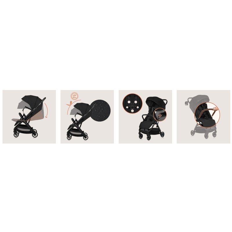 Carucior sport Lionelo Julie Air, Negru Onyx