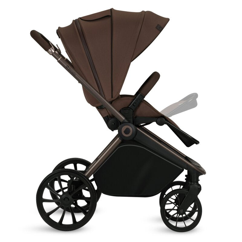 Carucior sport, Lionelo, Mika Plus, Cadru din aluminiu, Copertina XXL, Spatar reglabil in 3 pozitii, Cu accesorii, Pana la 22 kg, 6-48 luni; EN1888-1, EN1888-2 EN1466, Mocha Mousse