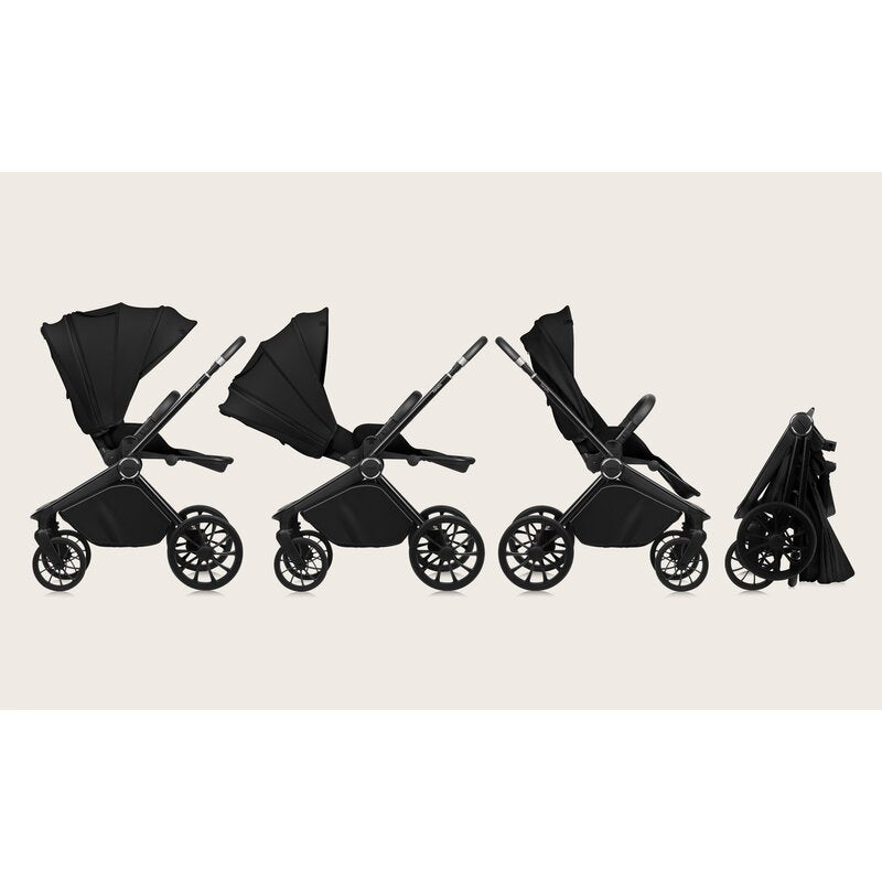 Carucior sport, Lionelo, Mika Plus, Cadru din aluminiu, Copertina XXL, Spatar reglabil in 3 pozitii, Cu accesorii, Pana la 22 kg, 6-48 luni; EN1888-1, EN1888-2 EN1466, Negru