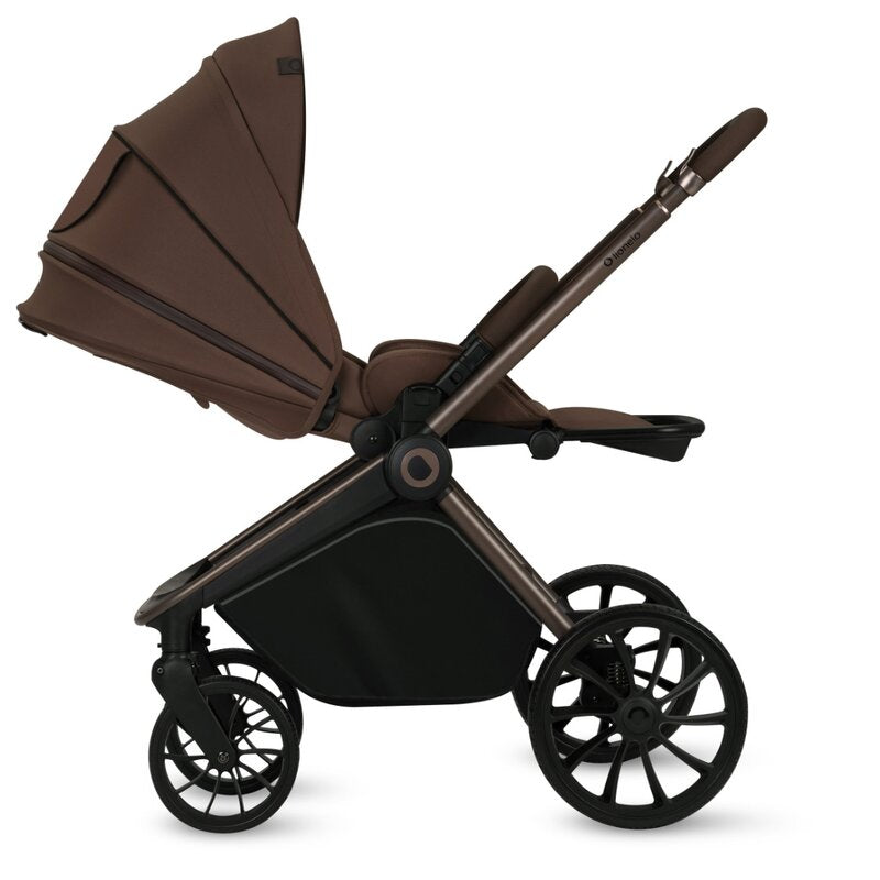 Carucior sport, Lionelo, Mika Plus, Cadru din aluminiu, Copertina XXL, Spatar reglabil in 3 pozitii, Cu accesorii, Pana la 22 kg, 6-48 luni; EN1888-1, EN1888-2 EN1466, Mocha Mousse