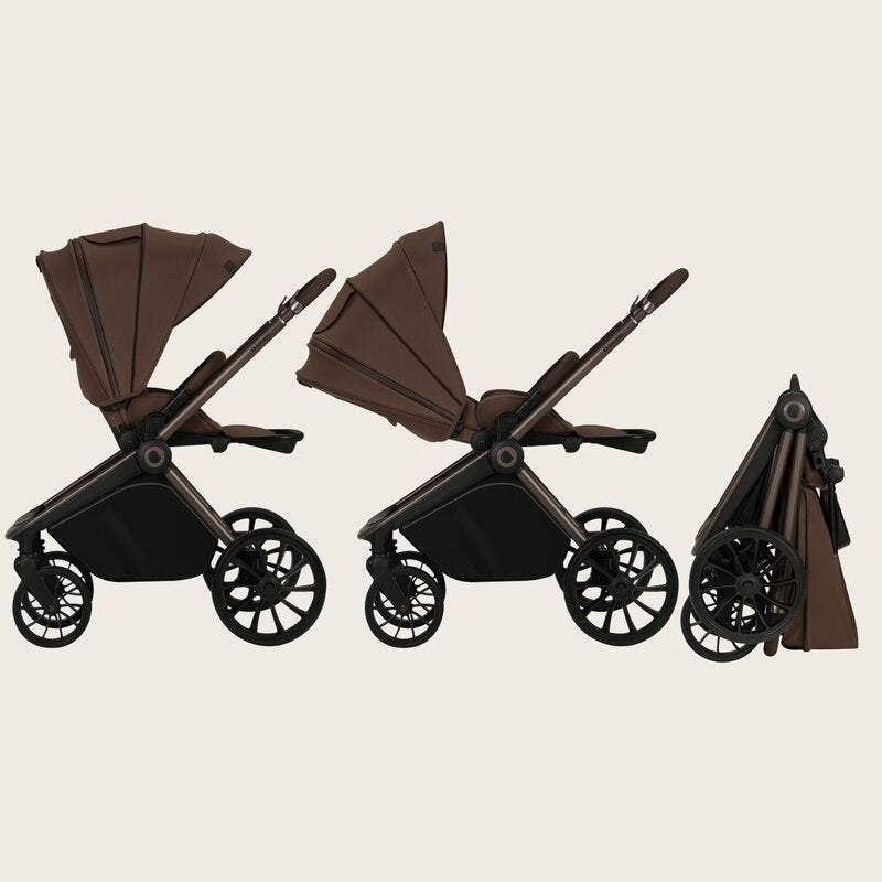 Carucior sport, Lionelo, Mika Plus, Cadru din aluminiu, Copertina XXL, Spatar reglabil in 3 pozitii, Cu accesorii, Pana la 22 kg, 6-48 luni; EN1888-1, EN1888-2 EN1466, Mocha Mousse