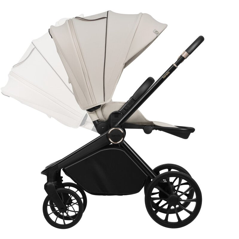 Carucior sport, Lionelo, Mika Plus, Cadru din aluminiu, Copertina XXL, Spatar reglabil in 3 pozitii, Cu accesorii, Pana la 22 kg, 6-48 luni; EN1888-1, EN1888-2 EN1466, Bej