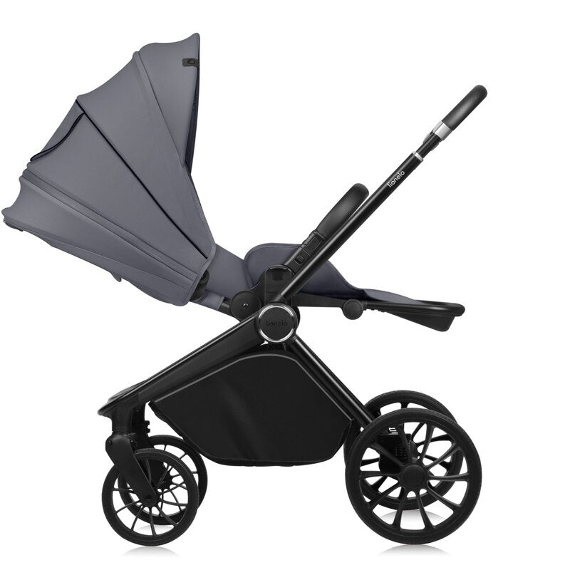 Carucior sport, Lionelo, Mika Plus, Cadru din aluminiu, Copertina XXL, Spatar reglabil in 3 pozitii, Cu accesorii, Pana la 22 kg, 6-48 luni; EN1888-1, EN1888-2 EN1466, Gri