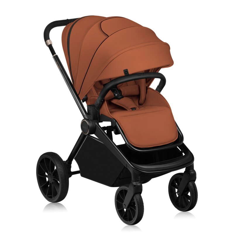 Carucior sport, Lionelo, Mika Plus, Cadru din aluminiu, Copertina XXL, Spatar reglabil in 3 pozitii, Cu accesorii, Pana la 22 kg, 6-48 luni; EN1888-1, EN1888-2 EN1466, Maro