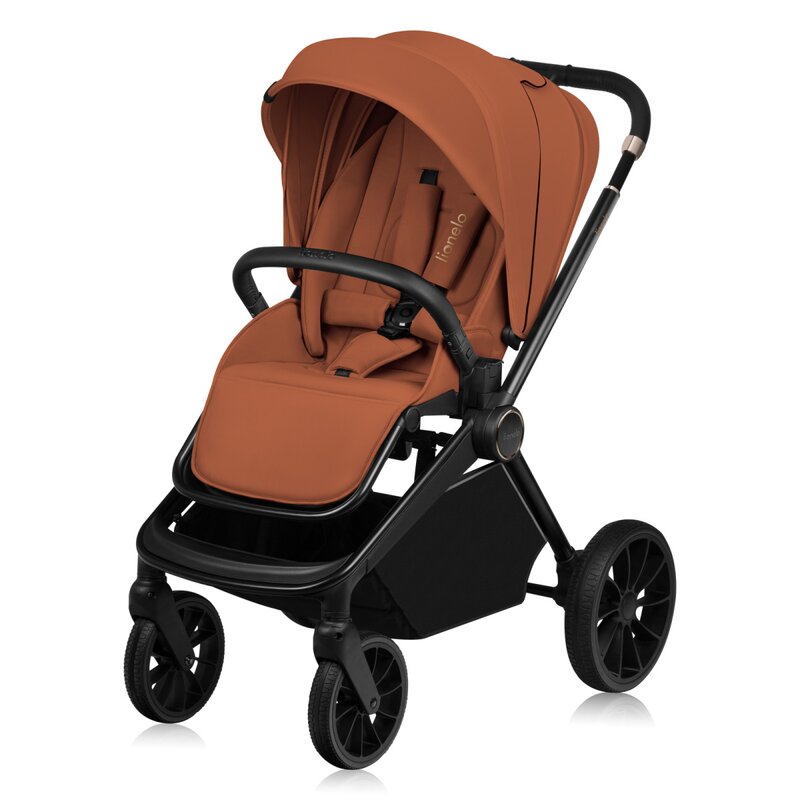 Carucior sport, Lionelo, Mika Plus, Cadru din aluminiu, Copertina XXL, Spatar reglabil in 3 pozitii, Cu accesorii, Pana la 22 kg, 6-48 luni; EN1888-1, EN1888-2 EN1466, Maro