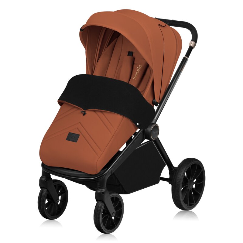 Carucior sport, Lionelo, Mika Plus, Cadru din aluminiu, Copertina XXL, Spatar reglabil in 3 pozitii, Cu accesorii, Pana la 22 kg, 6-48 luni; EN1888-1, EN1888-2 EN1466, Maro