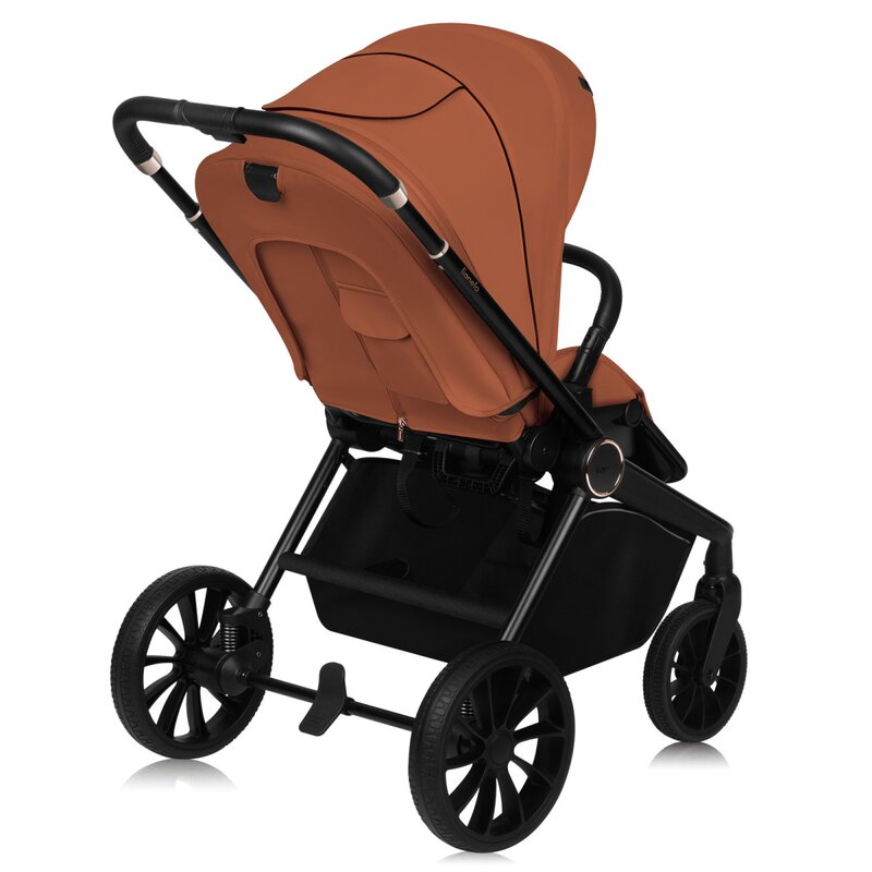 Carucior sport, Lionelo, Mika Plus, Cadru din aluminiu, Copertina XXL, Spatar reglabil in 3 pozitii, Cu accesorii, Pana la 22 kg, 6-48 luni; EN1888-1, EN1888-2 EN1466, Maro