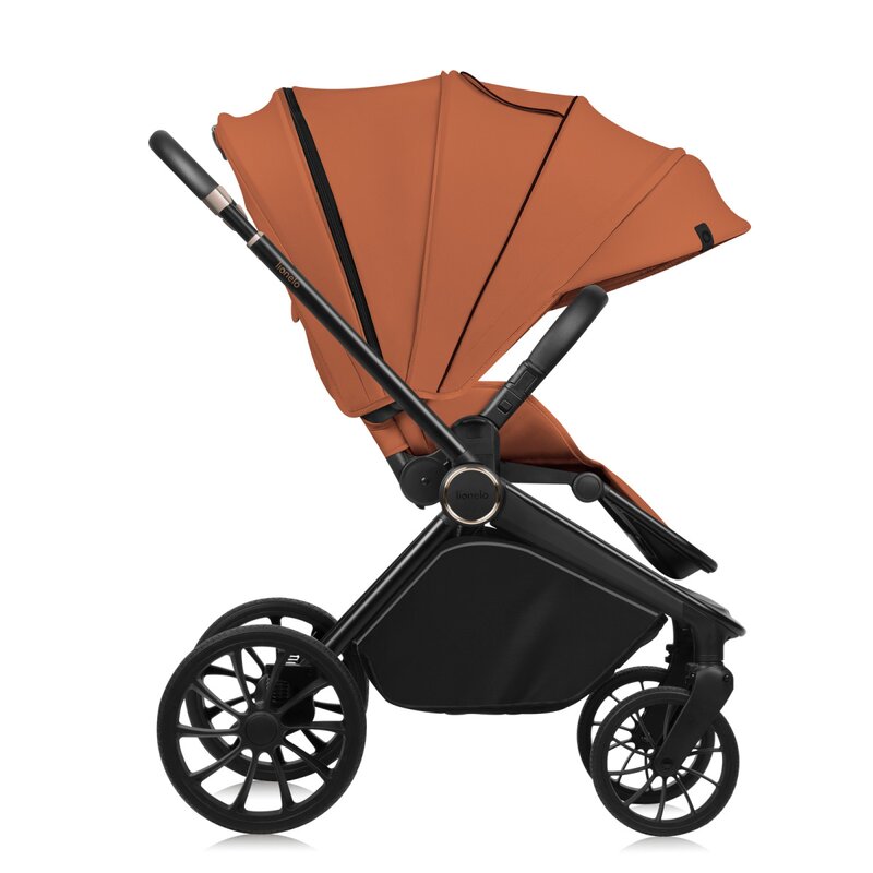 Carucior sport, Lionelo, Mika Plus, Cadru din aluminiu, Copertina XXL, Spatar reglabil in 3 pozitii, Cu accesorii, Pana la 22 kg, 6-48 luni; EN1888-1, EN1888-2 EN1466, Maro