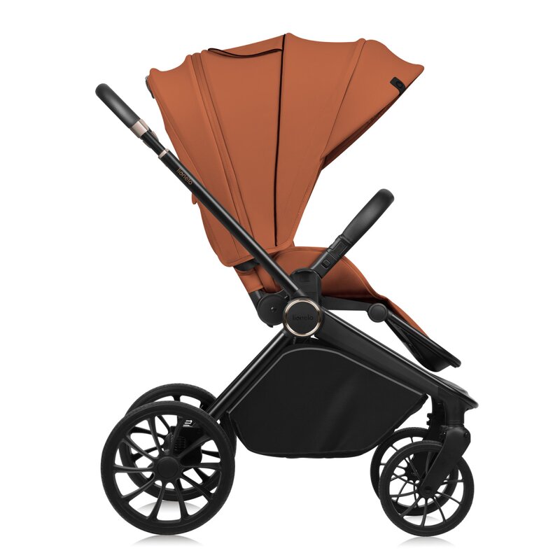 Carucior sport, Lionelo, Mika Plus, Cadru din aluminiu, Copertina XXL, Spatar reglabil in 3 pozitii, Cu accesorii, Pana la 22 kg, 6-48 luni; EN1888-1, EN1888-2 EN1466, Maro