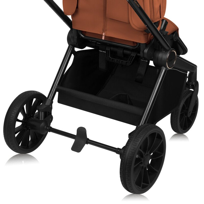Carucior sport, Lionelo, Mika Plus, Cadru din aluminiu, Copertina XXL, Spatar reglabil in 3 pozitii, Cu accesorii, Pana la 22 kg, 6-48 luni; EN1888-1, EN1888-2 EN1466, Maro