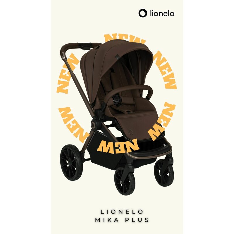 Carucior sport, Lionelo, Mika Plus, Cadru din aluminiu, Copertina XXL, Spatar reglabil in 3 pozitii, Cu accesorii, Pana la 22 kg, 6-48 luni; EN1888-1, EN1888-2 EN1466, Mocha Mousse