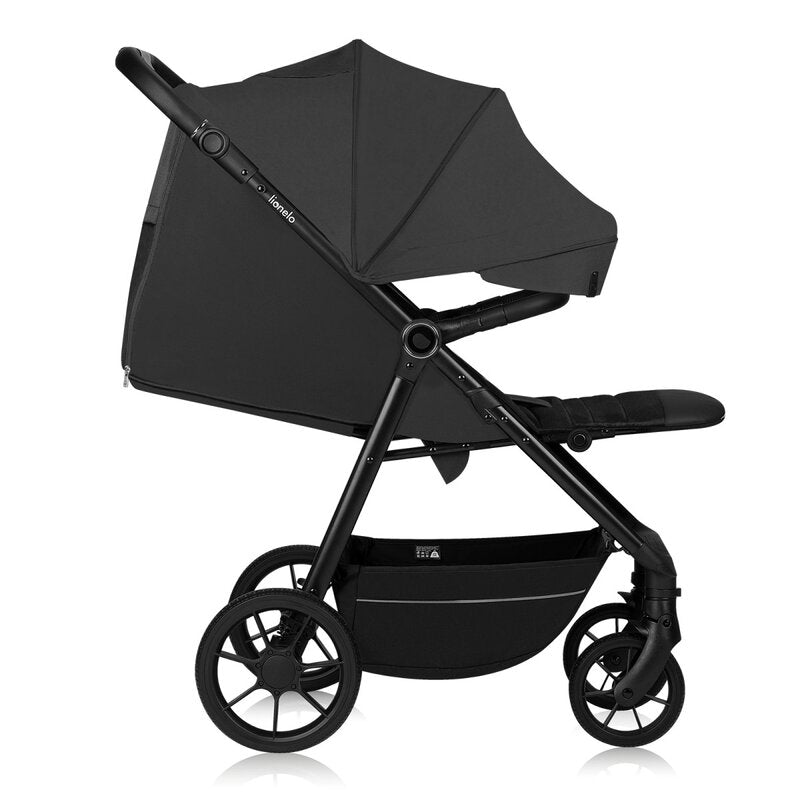 Carucior sport, Lionelo, Mira, Maner reglabil in 5 pozitii, Spatar si suport de picioare reglabile, Plasa de tantari si suport biberon incluse, Pana la 22 kg, 6 luni+, Conform cu EN1888-1, EN1888-2, Testare SGS, Gri