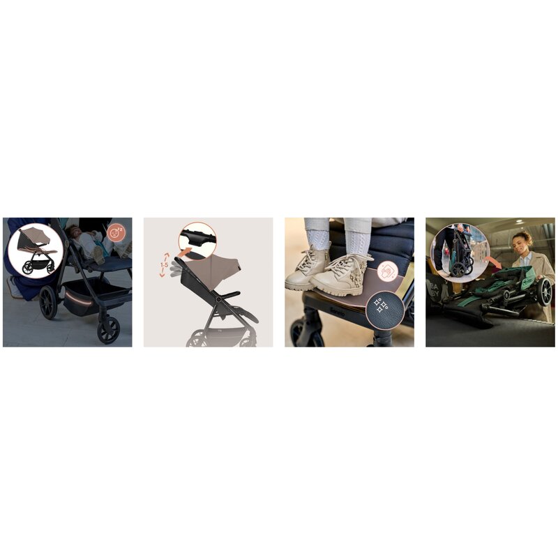 Carucior sport, Lionelo, Mira, Maner reglabil in 5 pozitii, Spatar si suport de picioare reglabile, Plasa de tantari si suport biberon incluse, Pana la 22 kg, 6 luni+, Conform cu EN1888-1, EN1888-2, Testare SGS, Bej
