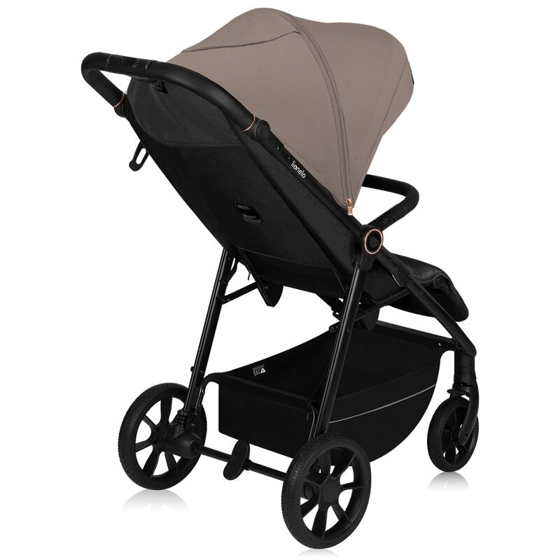 Carucior sport, Lionelo, Mira, Maner reglabil in 5 pozitii, Spatar si suport de picioare reglabile, Plasa de tantari si suport biberon incluse, Pana la 22 kg, 6 luni+, Conform cu EN1888-1, EN1888-2, Testare SGS, Bej