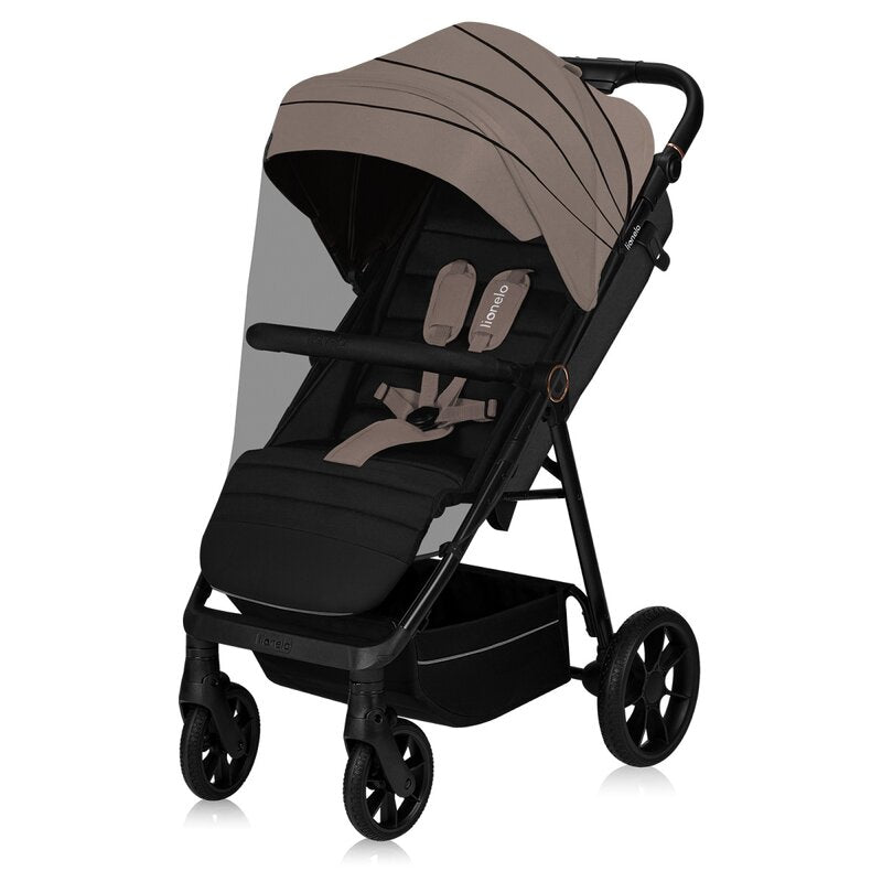 Carucior sport, Lionelo, Mira, Maner reglabil in 5 pozitii, Spatar si suport de picioare reglabile, Plasa de tantari si suport biberon incluse, Pana la 22 kg, 6 luni+, Conform cu EN1888-1, EN1888-2, Testare SGS, Bej
