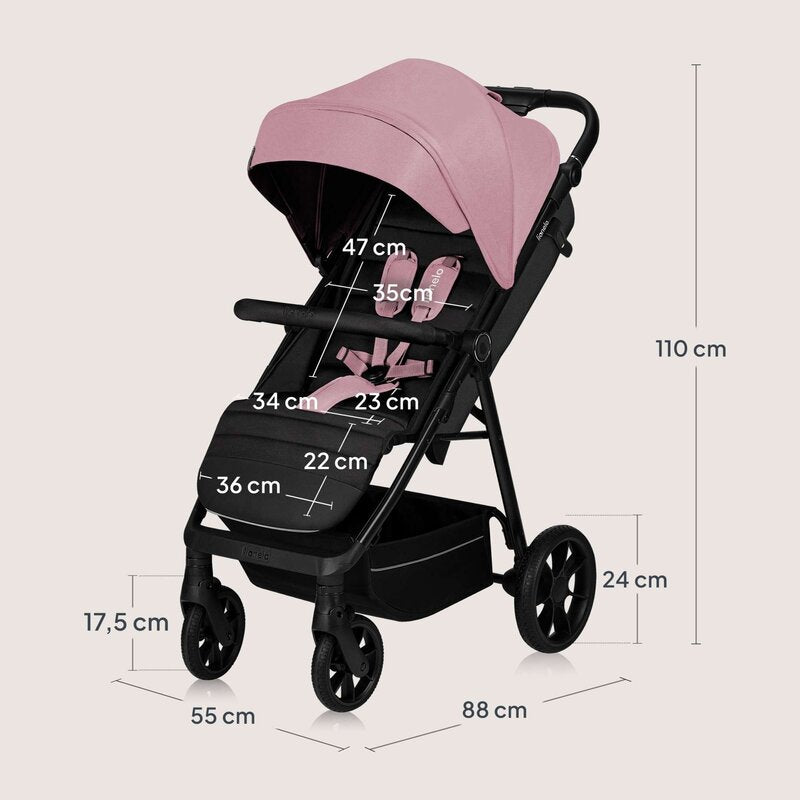 Carucior Sport Lionelo Mira Maner Reglabil Spatar 3 Pozitii 22kg Roz