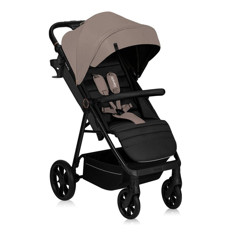 Carucior sport, Lionelo, Mira, Maner reglabil in 5 pozitii, Spatar si suport de picioare reglabile, Plasa de tantari si suport biberon incluse, Pana la 22 kg, 6 luni+, Conform cu EN1888-1, EN1888-2, Testare SGS, Bej