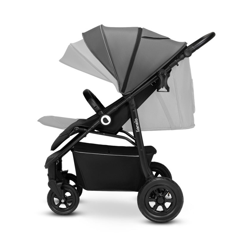 Carucior sport, Lionelo, Natt, De la nastere, Cu accesorii si capotina XXL reglabila, 0 - 22 kg, Conform cu standardele europene de securitate EN1888-1, EN1888-2, Gri