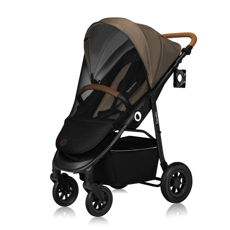 Carucior sport, Lionelo, Natt, De la nastere, Cu accesorii si capotina XXL reglabila, 0 - 22 kg, Conform cu standardele europene de securitate EN1888-1, EN1888-2, Bej