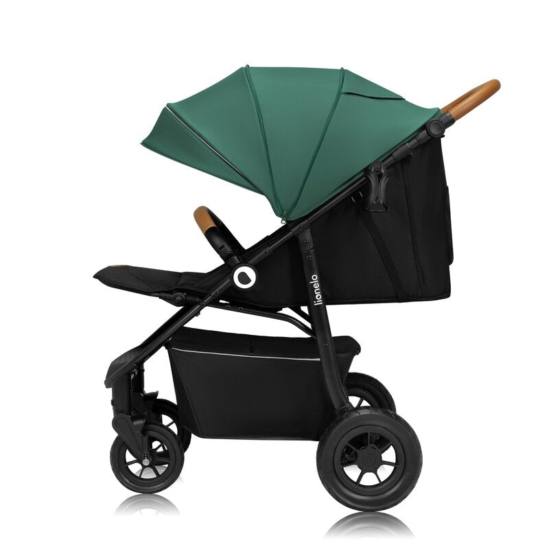 Carucior sport, Lionelo, Natt, De la nastere, Cu accesorii si capotina XXL reglabila, 0 - 22 kg, Conform cu standardele europene de securitate EN1888-1, EN1888-2, Verde