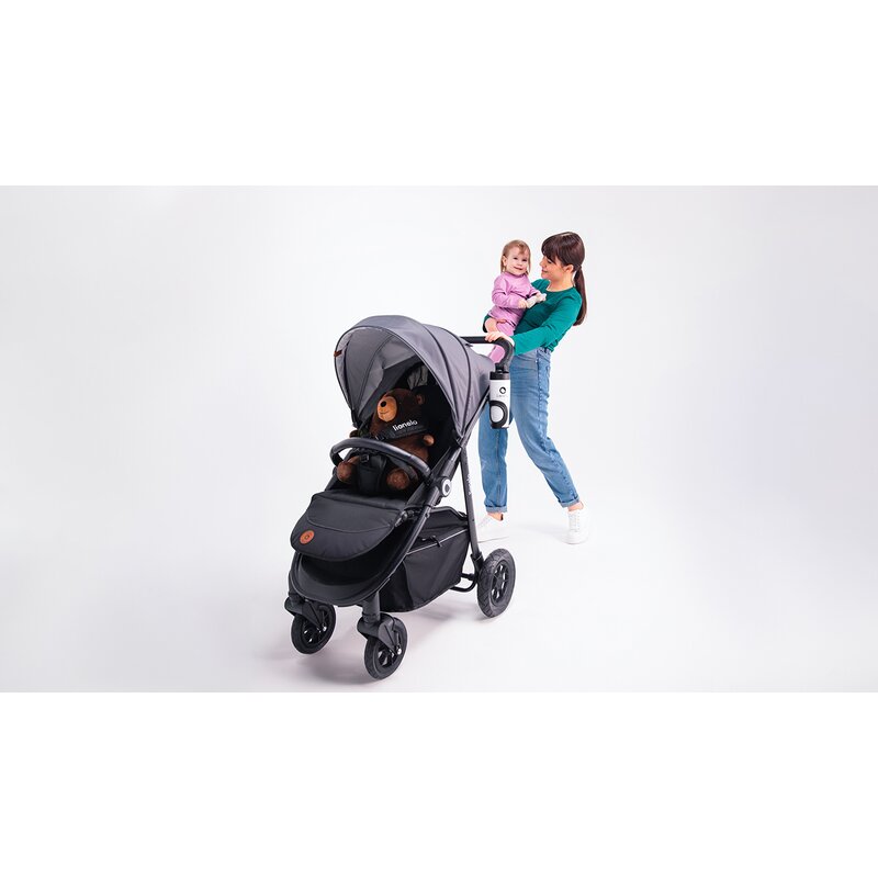 Carucior sport, Lionelo, Natt, De la nastere, Cu accesorii si capotina XXL reglabila, 0 - 22 kg, Conform cu standardele europene de securitate EN1888-1, EN1888-2, Verde