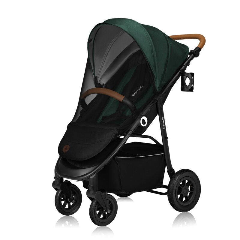 Carucior sport, Lionelo, Natt, De la nastere, Cu accesorii si capotina XXL reglabila, 0 - 22 kg, Conform cu standardele europene de securitate EN1888-1, EN1888-2, Verde