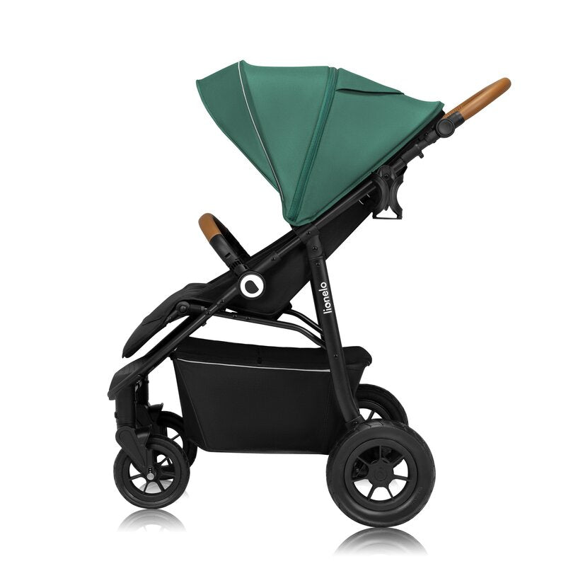 Carucior sport, Lionelo, Natt, De la nastere, Cu accesorii si capotina XXL reglabila, 0 - 22 kg, Conform cu standardele europene de securitate EN1888-1, EN1888-2, Verde