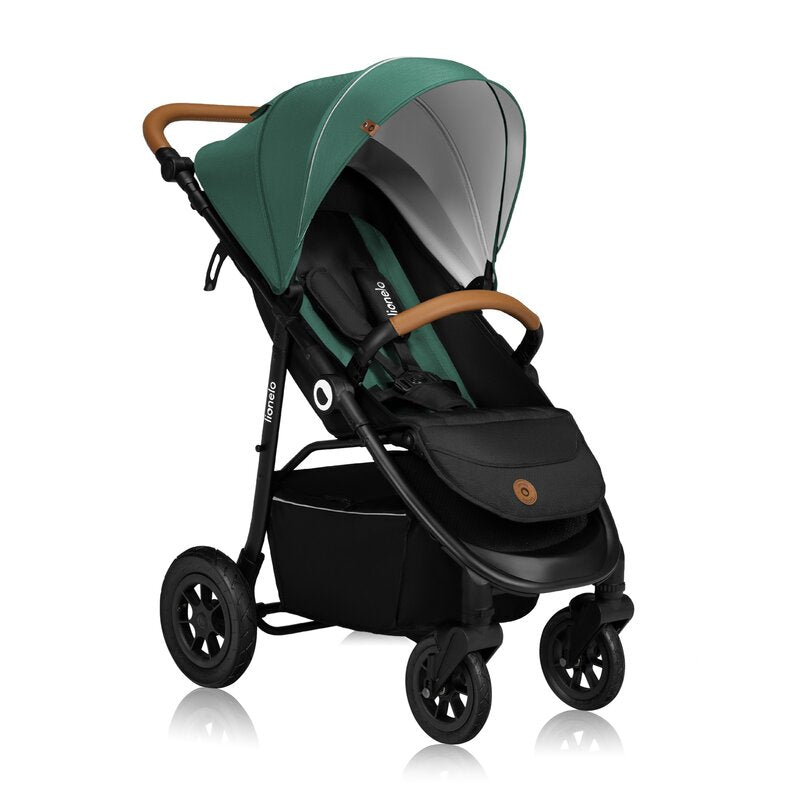 Carucior sport, Lionelo, Natt, De la nastere, Cu accesorii si capotina XXL reglabila, 0 - 22 kg, Conform cu standardele europene de securitate EN1888-1, EN1888-2, Verde