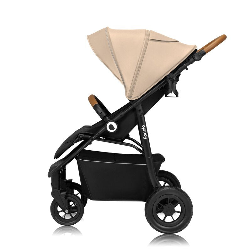 Carucior sport, Lionelo, Natt, De la nastere, Cu accesorii si capotina XXL reglabila, 0 - 22 kg, Conform cu standardele europene de securitate EN1888-1, EN1888-2, Bej
