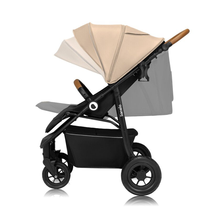 Carucior sport, Lionelo, Natt, De la nastere, Cu accesorii si capotina XXL reglabila, 0 - 22 kg, Conform cu standardele europene de securitate EN1888-1, EN1888-2, Bej