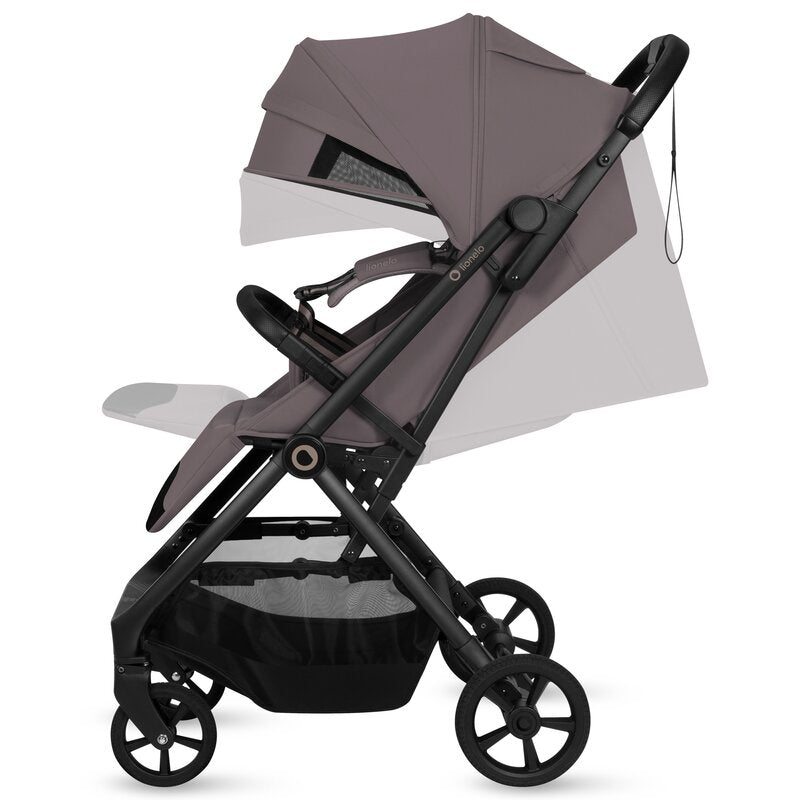 Carucior sport, Lionelo, Tansi, Pliere automata, Ultracompact, Manevrare cu o mana, Roti cu tehnologie GravelTech, Spatar si suport picioare reglabile, 6-48 luni, Sustine 22 kg, Bej Taupe