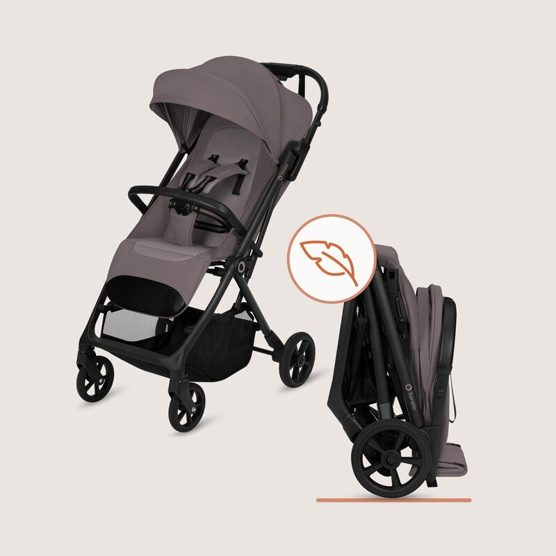 Carucior sport, Lionelo, Tansi, Pliere automata, Ultracompact, Manevrare cu o mana, Roti cu tehnologie GravelTech, Spatar si suport picioare reglabile, 6-48 luni, Sustine 22 kg, Bej Taupe