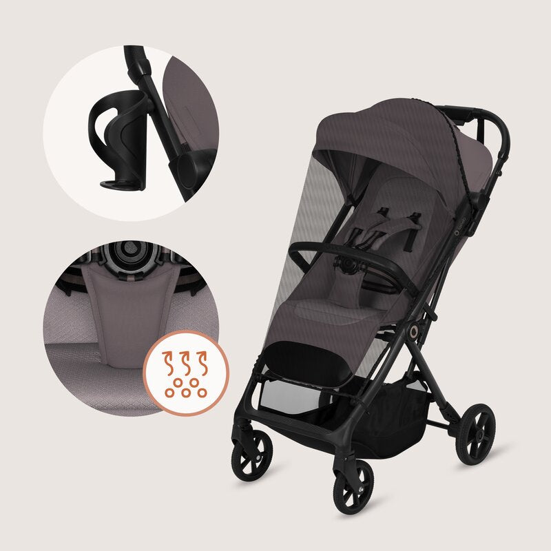 Carucior sport, Lionelo, Tansi, Pliere automata, Ultracompact, Manevrare cu o mana, Roti cu tehnologie GravelTech, Spatar si suport picioare reglabile, 6-48 luni, Sustine 22 kg, Bej Taupe
