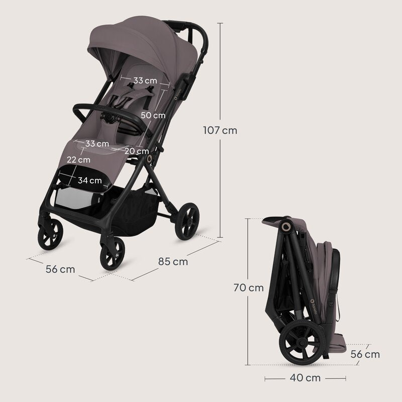 Carucior sport, Lionelo, Tansi, Pliere automata, Ultracompact, Manevrare cu o mana, Roti cu tehnologie GravelTech, Spatar si suport picioare reglabile, 6-48 luni, Sustine 22 kg, Bej Taupe