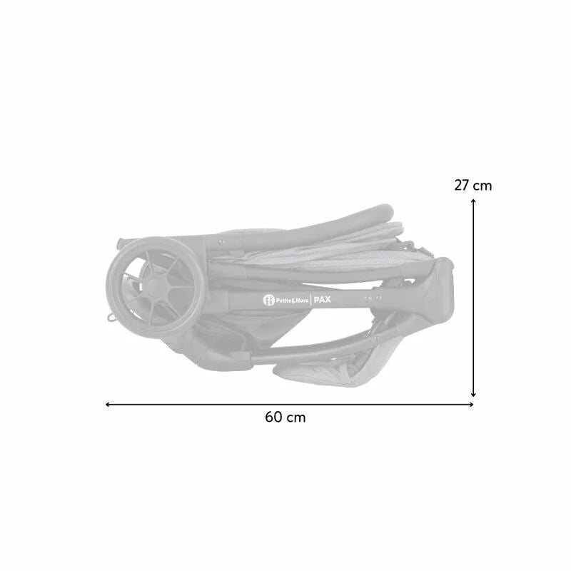 Carucior sport, Petite&Mars, Pax Ultimate, Compact - 7 kg, Spatar ajustabil, Suport picioare reglabil, Pliere tip carte, 6-36 luni, Pana la 22 kg, Gri