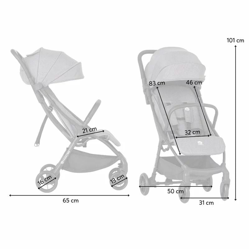 Carucior sport, Petite&Mars, Pax Ultimate, Compact - 7 kg, Spatar ajustabil, Suport picioare reglabil, Pliere tip carte, 6-36 luni, Pana la 22 kg, Gri