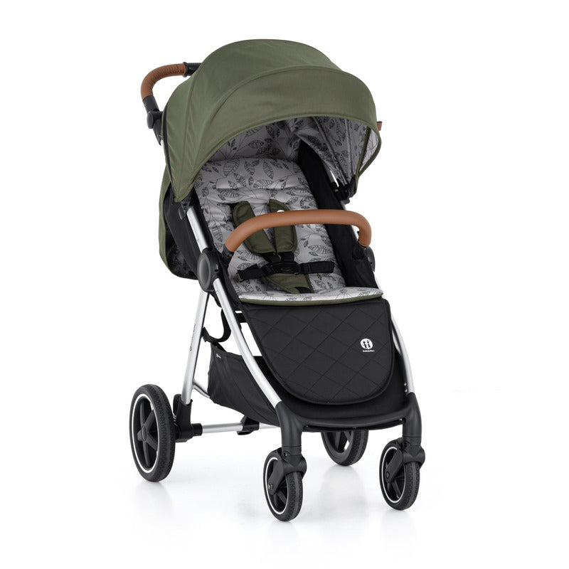 Carucior sport, Petite&Mars, Royal, Include husa pentru scaun, husa pentru picioare, geanta pentru scutece si capotina extensibila, Cu fereastra, Impermeabila, Cu SPF 50, Aluminiu, 0-22 kg, 111 x 57 x 86 cm, Mature Olive