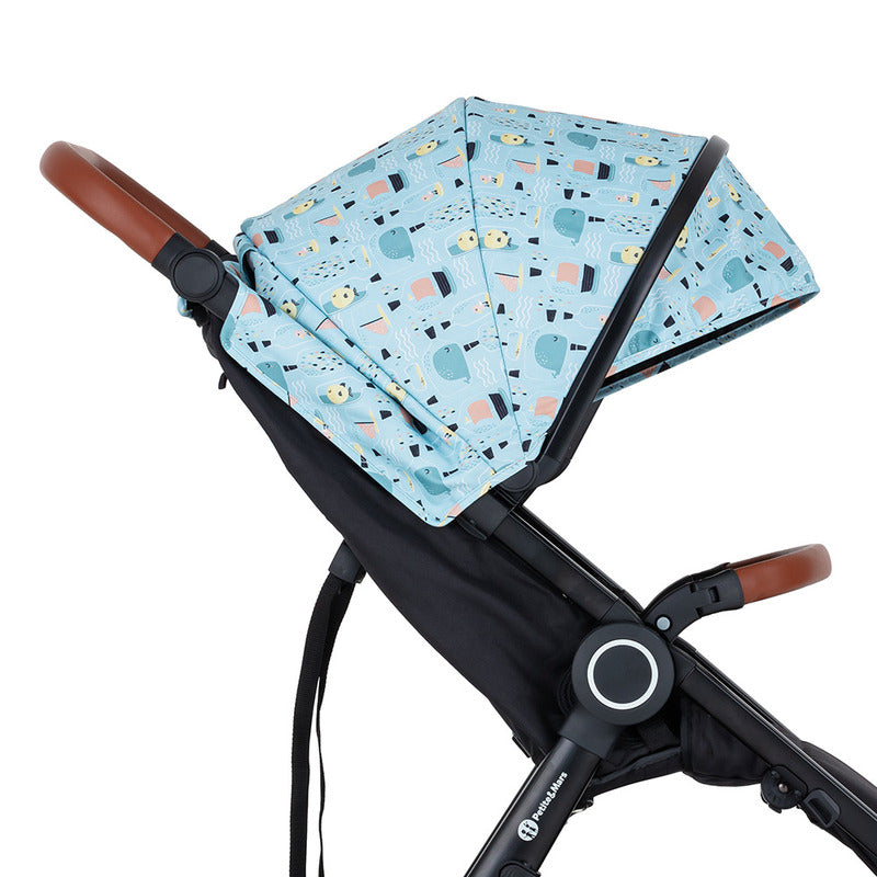 Carucior sport, Petite&Mars, Street+ Air, Include capotina impermeabila Editie limitata, Cu fereastra, husa picioare, cos de bagaje, Cu roti gonflabile, Centura de siguranta in 5 puncte, Pana la 25 kg, 6 luni+, Ocean