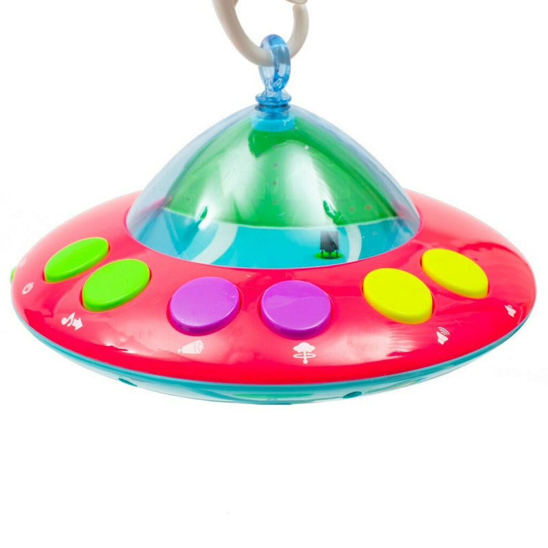 Carusel muzical, BabyMix, Pentru patut bebelusi, Cu proiectii, Cu 107 melodii si sunete ale naturii, Cu 4 jucarii, Blue