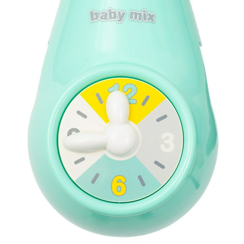 Carusel muzical, BabyMix, Pentru patut bebelusi, Cu proiectii, Cu melodii si sunete ale naturii, Cu 10 jucarii si ceas de jucarie pe suport, Mint