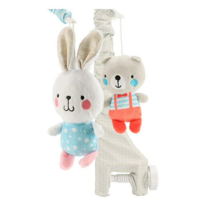 Carusel muzical Baby Mix Bears and Rabbits – detaliu figurine din pluș