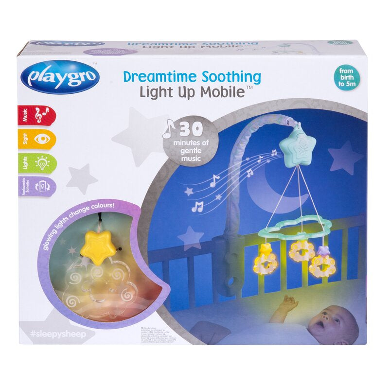 Carusel muzical Playgro Dreamtime cu stelute si norisori lumina si muzica 30 minute